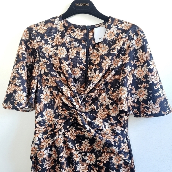 New ACLER Tippet Floral Flutter-Sleeve Midnight Wallpaper Midi Dress NWT Size 2 - Picture 9 of 16